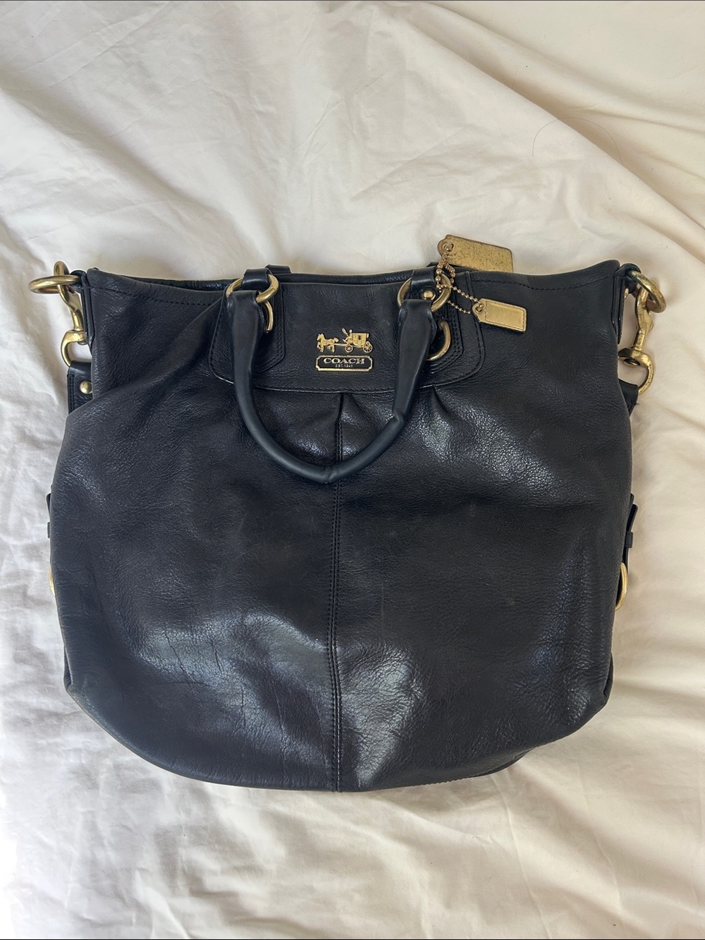 Coach Madison Julian Leather 2Way Shoulder Bag Black Authentic Leather